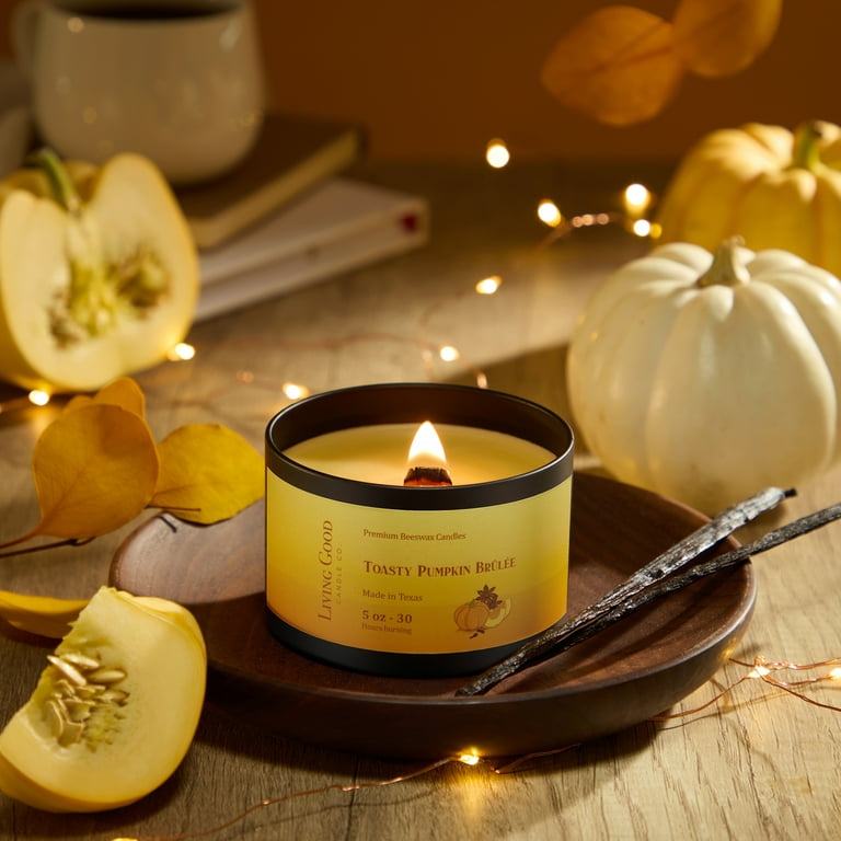 Toasty Pumpkin Brulee Pure Beeswax Fall Candle Tin 30+ Hours Long Burning  Classically Designed Scented Candles for Home Decor and Aromatherapy to  Stress & Anxiety Relief with Natural Fragrance 5 oz 