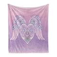 thumbnail image 1 of Angel Wings Soft Flannel Fleece Blanket, Ornamental Heart with Feather Wings Boho Pastel Romance Marriage Theme, Cozy Plush for Indoor and Outdoor Use, 50" x 60", Lavender Baby Pink, by Ambesonne, 1 of 6
