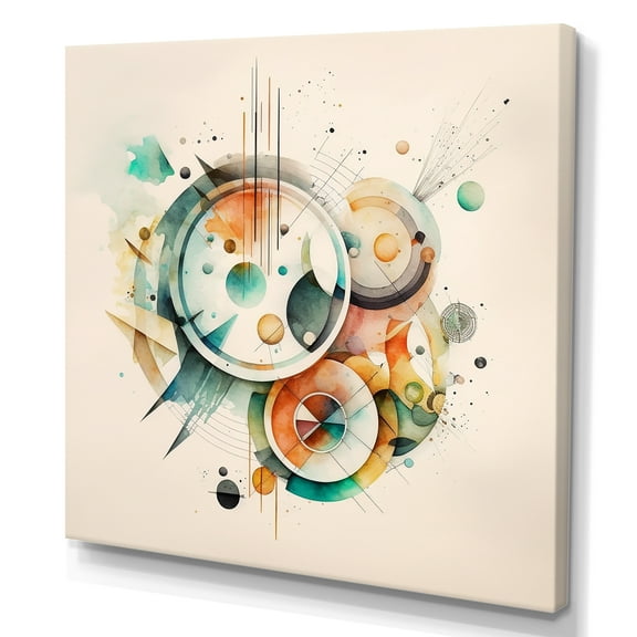 Designart Multi-Color Watercolor Geometric Art III Canvas Wall Art