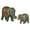Green Handmade Tribal Elephant Animals S/2 10", 6"H, variant on 9", 13"W Brown Ceramic Elephant Sculpture, by DecMode (2 Count)