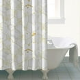 thumbnail image 4 of White Gold Leaf Hexagon Marble Pattern Shower Curtain 72"x84" ,Bathroom Decorative Shower Curtains Set with 12 Hooks,Modern Waterproof Washable Shower Curtain, 4 of 5