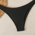 thumbnail image 4 of Women's Halter Bikini Sets Beads Tie Side Solid Triangle Thong Swimsuit Two Piece Cheeky Bathing Suits (Black,L), 4 of 8