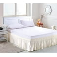thumbnail image 2 of UniVerse Wrap Around Bed Skirt Three Fabric Sides Elastic Dust Ruffled 16 Inch Tailored Drop,Easy to Install Fade Resistant-Ivory, Queen/King, 2 of 12