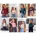 thumbnail image 5 of PRETTYGARDEN Women's Long Sleeve Ribbed Knit Pullover Sweaters | Contrast Trim, Going Out Tops, Soft Stretch Fabric, Slim Fitted, Scallop Edge, Casual Fall Outfits, Layering Winter Clothing, 5 of 9