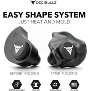 Decibullz Custom Molded Earplugs, One Count - 31dB NRR, Comfortable Protection for Shooting & Travel (Black)
