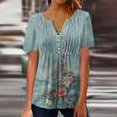 thumbnail image 1 of Mode Femme Décontractée Imprimé Col Rond T-shirt Manches Courtes Ample Blouse Pull Imprimé Floral Hauts Femmes Manches Courtes Hauts Femmes, 1 of 5