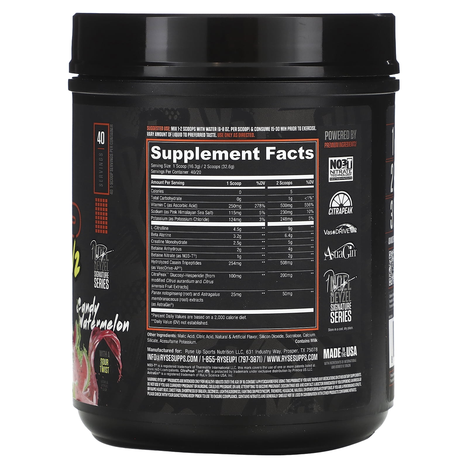 RYSE Pump Daddy V2 Pre Workout Powder - Candy Watermelon - 40 Servings
