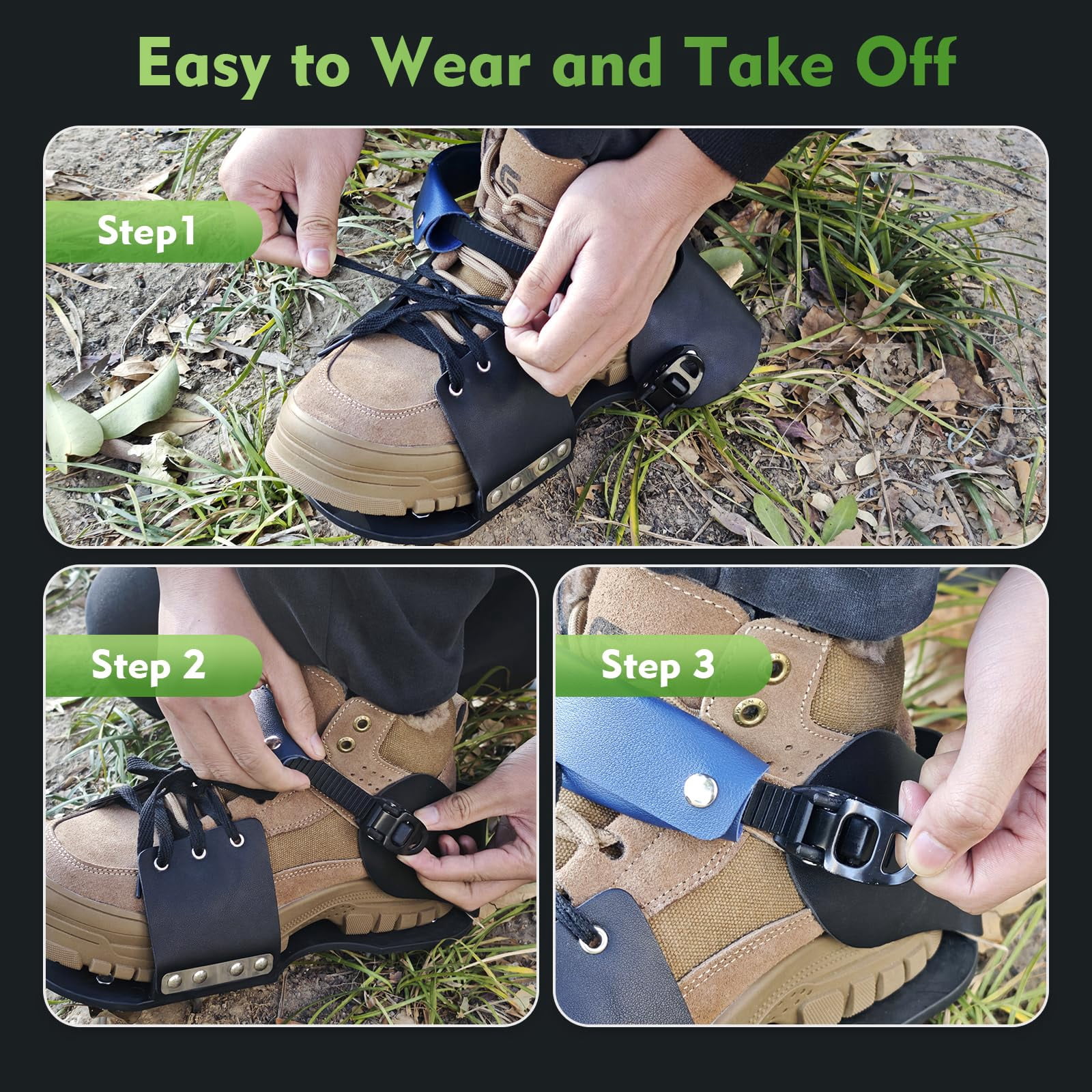 Aerator Shoes  Lawn For Grass With Foot Protection Aeration Adjustable Strap Pre-assembled Aerating Lawns Gardens And Courtyards (black&dark Blue)