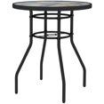 thumbnail image 1 of Table d'Appoint Ronde de 23,6 Po pour Terrasse Extérieure avec Dessus en Verre Trempé Imprimé Multicolore et Cadre en Acier Enduit de Poudre, Petite Table Bistro pour Jardin, Balcon et Cour Arrière, 27,6 Po H, 1 of 7