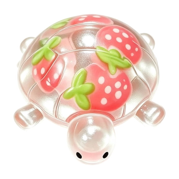 Turtle Squishy Toy, Clear Turtle Stress Ball with Strawberry Inside, Slow Rising Squeeze Fidget Toy, Stress Relief Sensory Toy for Adults, Desk Decor, Christmas Gift