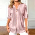 thumbnail image 7 of cocolona Womens Collared Shirt Summer Striped Short Sleeve Button Tops Dressy Casual Business Outfits Blouses, 7 of 7