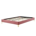 thumbnail image 3 of Platform Bed Frame, King Size, Velvet, Pink, Modern Contemporary Urban Design, Bedroom Master Guest Suite, 3 of 7