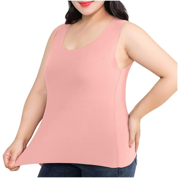Womens Tank Tops Plus Size V Neck Sleeveless Solid Color Tops Summer Fashion Casual Loose Oversized Blouses (Orange X4XL)