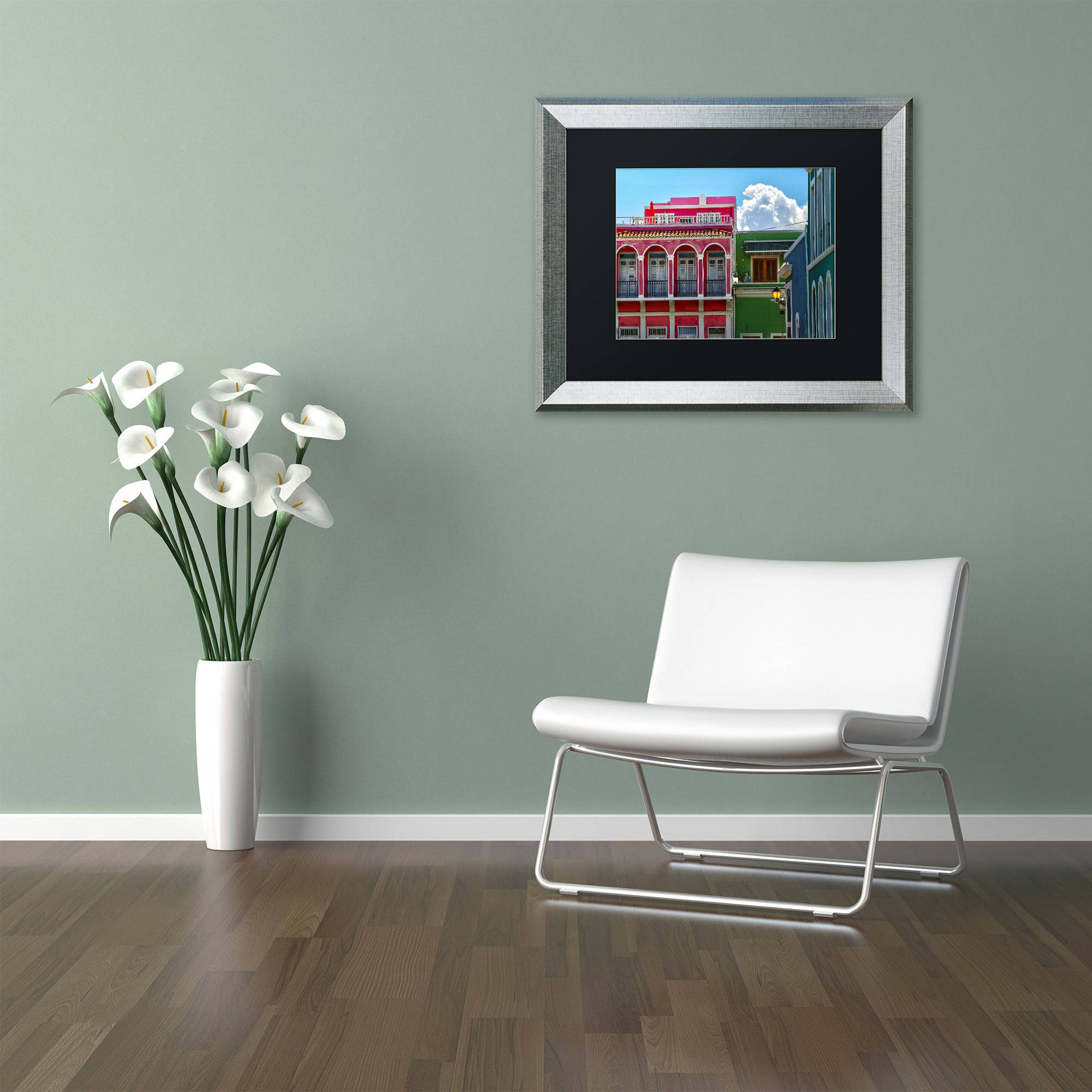 Trademark Fine Art "Old San Juan 10" Canvas Art by CATeyes, Black Matte, Silver Frame