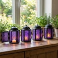 thumbnail image 5 of Mini Small Decorative Moroccan Candle Lantern Holders for Hanging, Indoor Home Decor, Outdoor Patio, Weddings, Purple, 4pk, 5 of 11