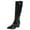 Black, variant on Women Knee High Western Cowboy Boots Side Zippers Block High Heel Pointed Toe Snakeskin Print LILIBETH Champagne Gold Patent 8