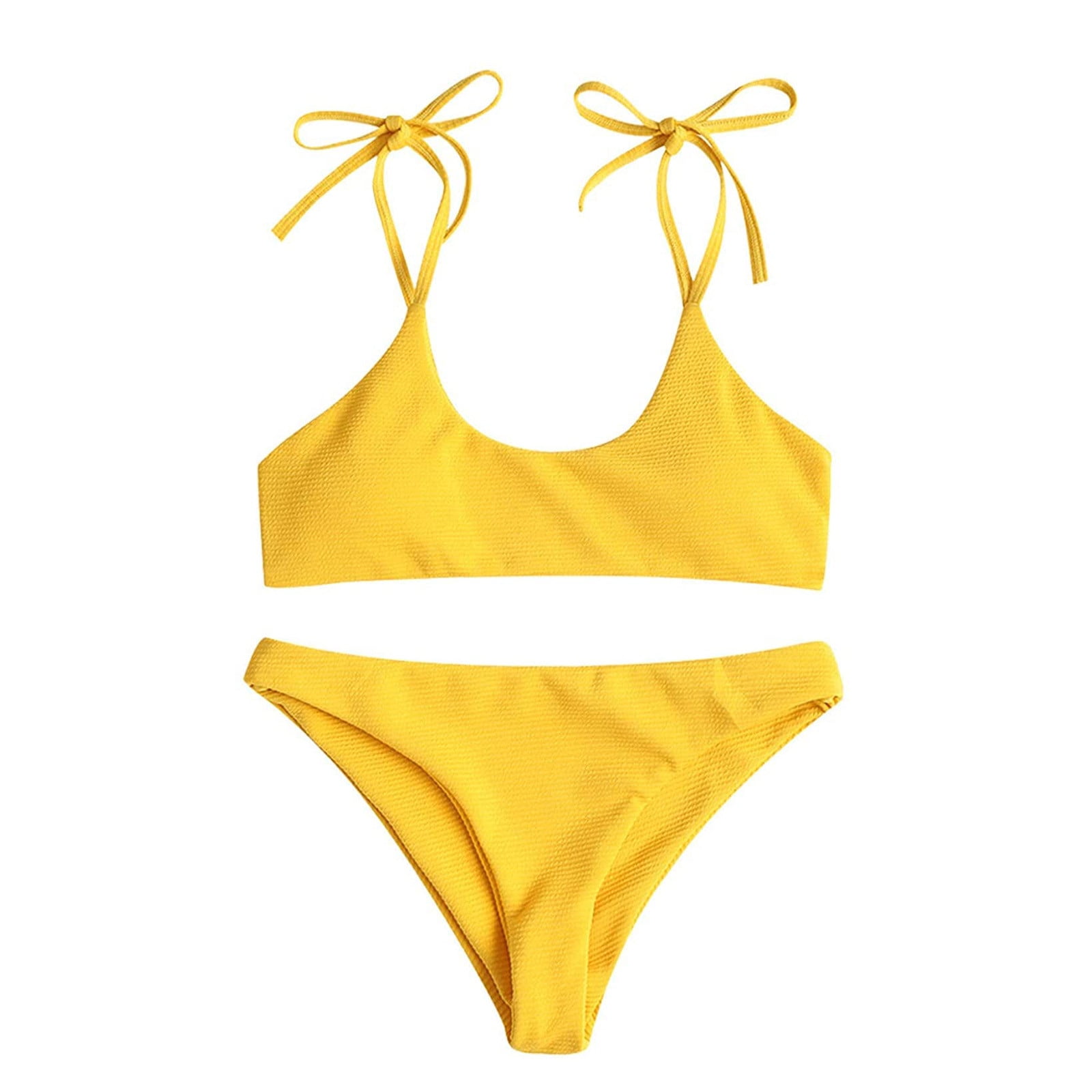 MELDVDIB Women's Two Piece Bikini Set Sexy Tie Shoulder Bikini Swimsuit  High Waisted High Cut Bathing Suits 