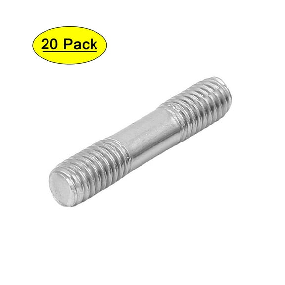 M6x30mm 304 Stainless Steel Double End Threaded Stud Screw Bolt 20pcs