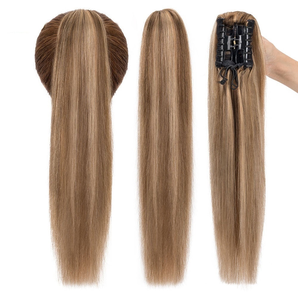 Claw Clip Ponytail Extension Indian Remy Human Hair Ponytail Hairpiece 14-22 Inch Long Silky Straight Pony Tails Hair Extensions for Women