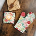 thumbnail image 5 of Pioneer Flower Kitchen Oven Mitt and Pot Holder Sets 2 Pcs for Baking, Cooking and Grilling, Heat Resistant Up To 392 °F, 5 of 7