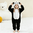 thumbnail image 4 of Coerni Girls Animal Onesie Soft Fleece Hooded Romper Cute Cartoon Bear/Panda/Tiger/Penguin Kids Fall Winter Warm Bodysuit Halloween Dress Up, 4 of 6