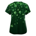 thumbnail image 3 of Womens Print Scrub Tops Irish Shamrock Printed V-Neck Breathable Scrub Tops Short Sleeve Professionals Soft Stretch St. Patrick's Day Workwear Shirt with Pockets  green Medium, 3 of 4