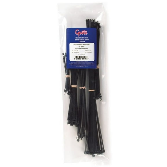 GROTE 83-6507 Standard Cable Tie Assort,Black,PK125
