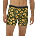 thumbnail image 2 of Men'S Boxer Briefs, Black Ink Green Plaid Sunflower Soft And Breathable Mens Underwear Boxer Briefs With Widen Waist, 2 of 2