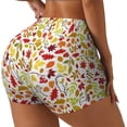 thumbnail image 2 of Sigee Colorful Leaves Print Women's High Waist Workout Shorts - Squat Proof, Tummy Control, Yoga and Gym Activewear-Small, 2 of 9