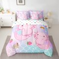 thumbnail image 2 of Castle Fairy Pink Axolotl Salamander 7Pcs Bedding Comforter Set for Children,Cartoon Mermaid Queen Bedding Sets Super Cozy,Gradient Ombre Queen Sheet Sets,Super Cozy Room Decor, 2 of 8