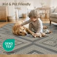thumbnail image 4 of ODIKA 9'x12' Washable Area Rug Beige Geometric Symmetrical Column Earthy Palette Large Boho for Dining Room, Basement, Office, Non-Slip Chair-Friendly, 4 of 7