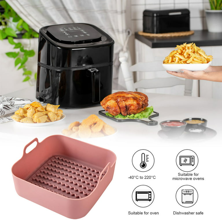 Air Fryer Silicone Pot with Handle, 7.48 x 7.48 inch Square Silicone Air  Fryer Replacement Basket Reusable Silicone Air Fryer Basket Bowl for Air  Fryer Oven Microwave, Pink - by Viemira 
