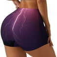 thumbnail image 2 of Sigee Thunderstorm Violet Purple Print Women's High Waist Workout Shorts - Squat Proof, Tummy Control, Yoga and Gym Activewear-Small, 2 of 9