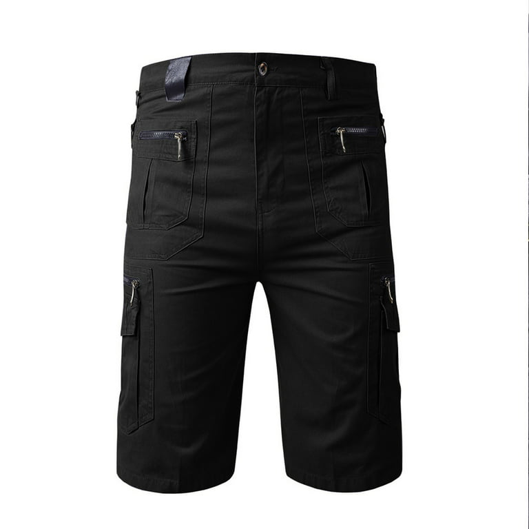 Men Cargo Pants Clearance,TIANEK Fashion Multi-Pocket Bermuda Shorts  Knee-Length Cool Loose-Fit Military Black Sweatpants Motorcycle Shorts for  Young