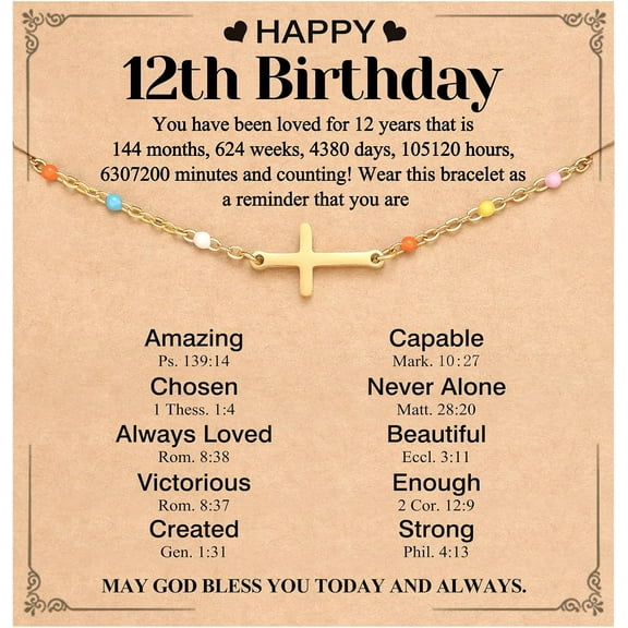 Cross Bracelets Birthday Gifts, Creative Jewelry for Her 12/16/21 Year Old Anniversary Gifts