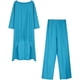 thumbnail image 4 of Kaftan Abaya Dress with Wide Legged Pants for Women, Kaftan Abaya Dress Islamic Robe Long Sleeve Kaftan Dress sky blue L, 4 of 4