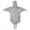 thumbnail image 2 of FORMRS Wearable Blanket Hoodie with Sleeves for Kids Cozy Flannel Sweatshirt, Small Pink Flower, 2 of 7