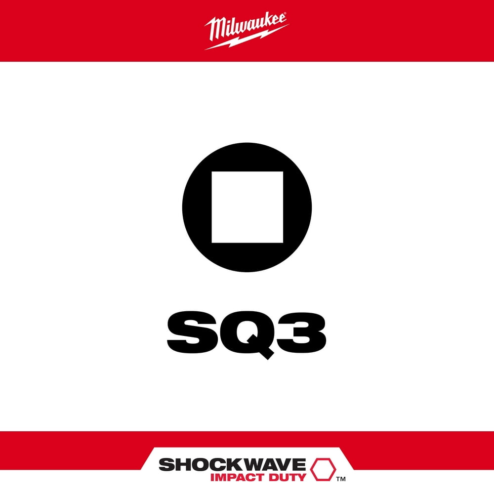 Milwaukee 48-32-4196 Shockwave 3-1/2 in. Impact Square Recess #3 Power Bits 25PK