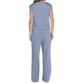 thumbnail image 3 of Traje Informal de Dos Piezas para Mujer, Cuello Alto, Pantalones Anchos, Ideal para Vacaciones y Viajes Azul M, 3 of 10