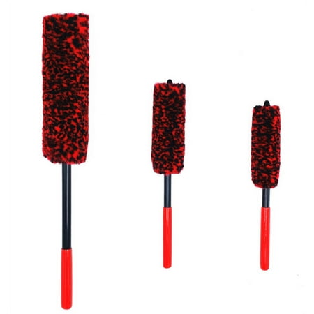 

Car Wheel Cleaning Brush Set (3Pack) - Metal Free Synthetic Wheel Woolies Wheel Brushes Auto Detailing Rim Brushes Soft Wool Wheel Brushes for Cleaning Tires and Rims