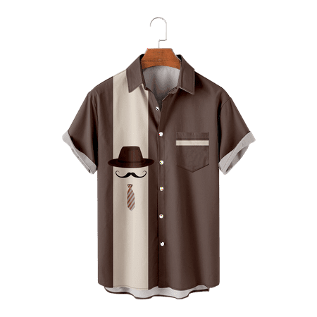 

LANLIN Anniversary Gifts for Him Adult Kids Short Sleeve Button Down Shirt Fashion Soft Costume for Teen and Adult