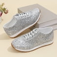 thumbnail image 4 of XILOO All-Season Glitter Sneakers for Women Lace-Up Low Top Comfort Sequins Solid Lightweight, 4 of 5