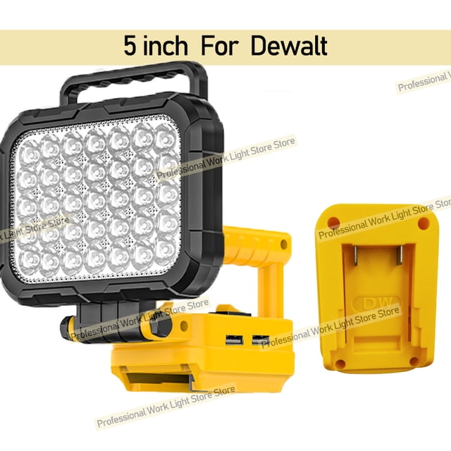 5" Power Tool Parts For De*walt 20V Battery LED Work Lights Outdoor Lamp Hand Lantern Spotlight USB Charger