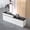 White & Black Marble; Right Hand High, variant on Modern Reception Desk - Lockable Drawers, Cable Management & Silent Tracks for Office, Lobby, Salon（White & Gray; Left Hand High; 63"L x 24"W x 39"H ）