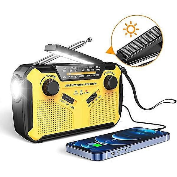 Emergency Hand Crank Radio, Portable Solar Radio, AM/FM NOAA Weather Radio with LED Flashlight