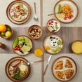 thumbnail image 2 of Stoneware Dinnerware Set Service for 4, 12 pcs Reactive Glaze Plates and Bowls Sets, Handmade Round Dishes Set, Highly Chip and Crack Resistant Modern Plate Set, Brown Yellow, 2 of 7