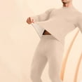 thumbnail image 3 of IYTR Solid Color Long Johns Thermal Underwear for Men Fleece Lined Base Layer Set for Cold Weather Beige L, 3 of 5