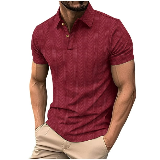 Mens Casual Manga Corta Botón Abajo Camisas, Nuevo Estilo Sólido Color Ventilar, Suelto Solapa Bolsillo Superior