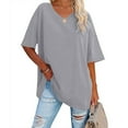 thumbnail image 2 of Women's Loose Fit Crew Neck Short Sleeve Striped Casual Tee Shirt Top, 2 of 2