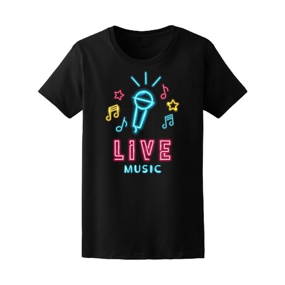 Light Glowing Live Music T-Shirt Women -Image by Shutterstock, Female Large